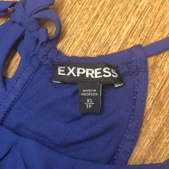Express Blue Purple Pleated Spaghetti Strap Tie Tank Top Size XS - Picture 8 of 8